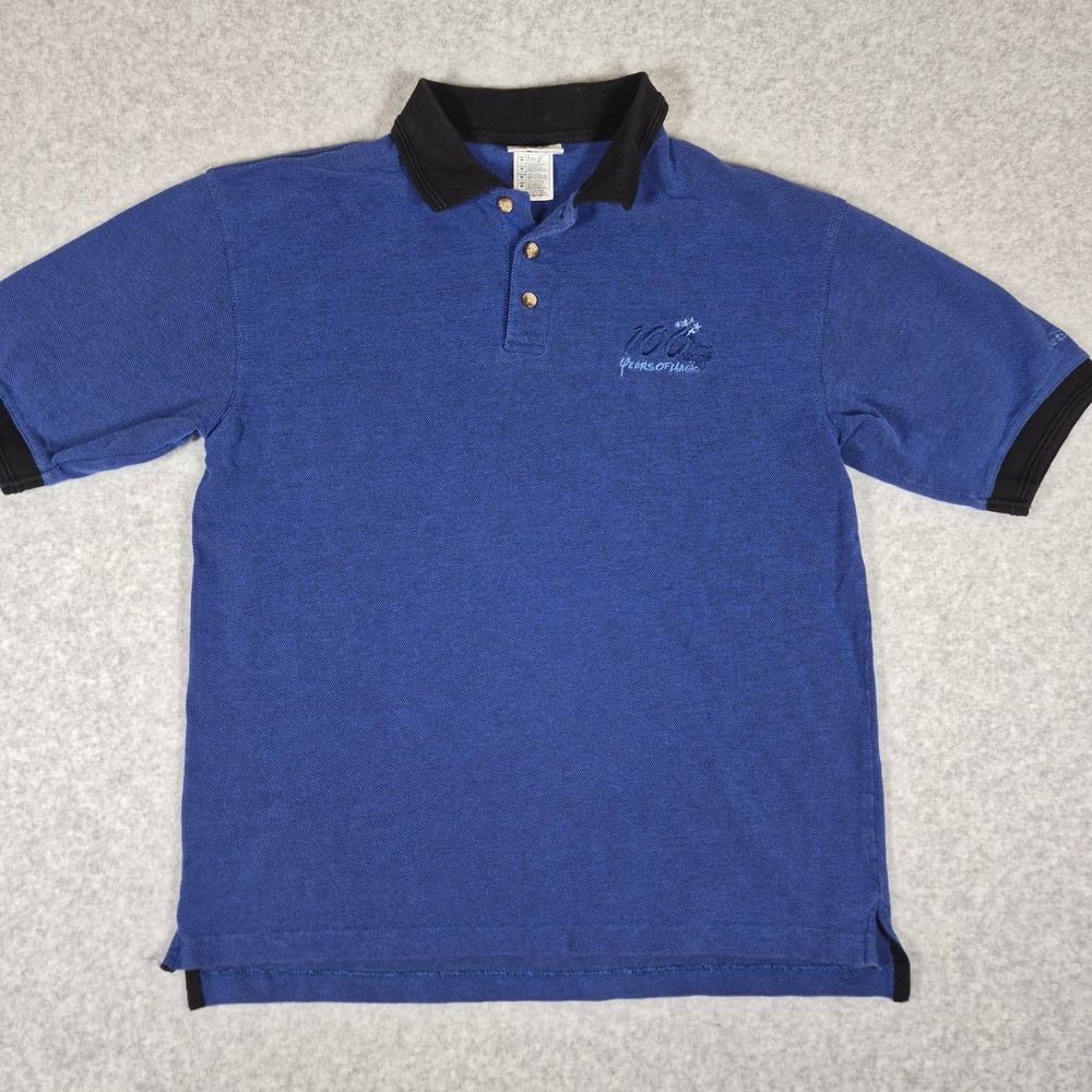 Vintage Walt Disney World Polo Shirt Mens Medium Blue 100 Years of Magic